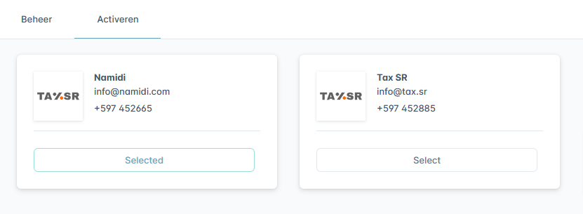 Multi organisatie beheer Tax Sr